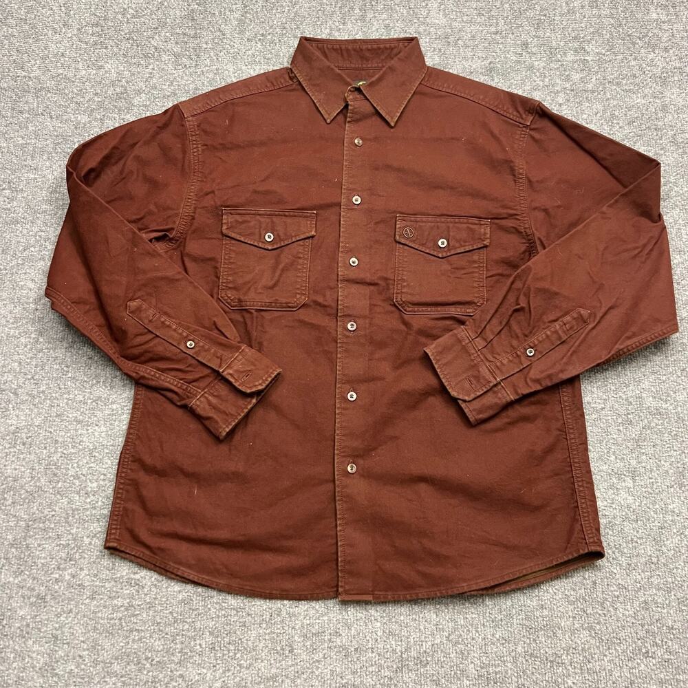 Aigle Shirt Mens Large Cotton Pleated Casual Long Sleeve Pocket Button Up